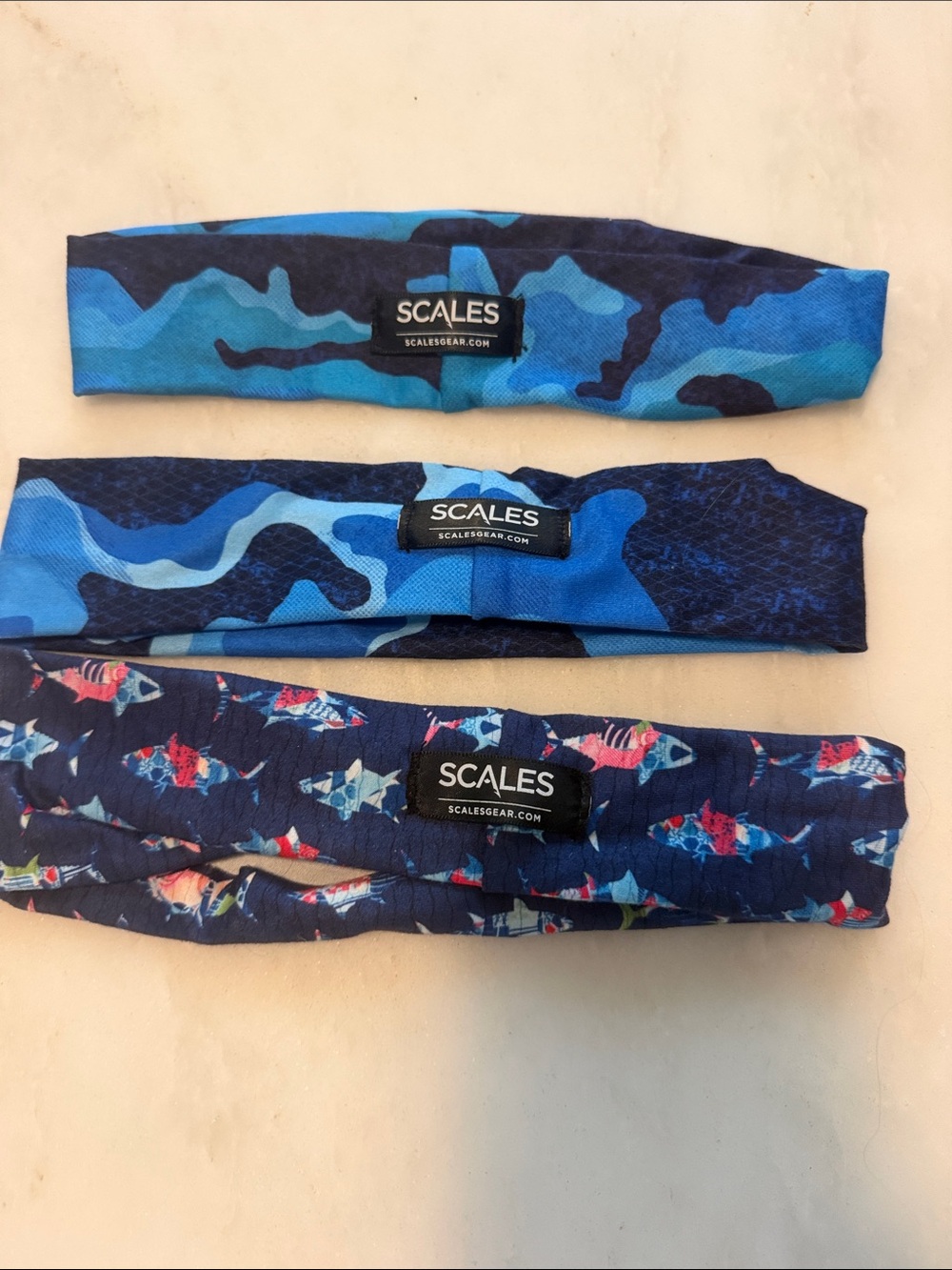 SCALES Women's Blue Patterned Stretch Headbands - Set of 3